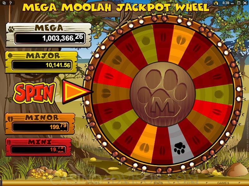 mega moolah jackpot wheel